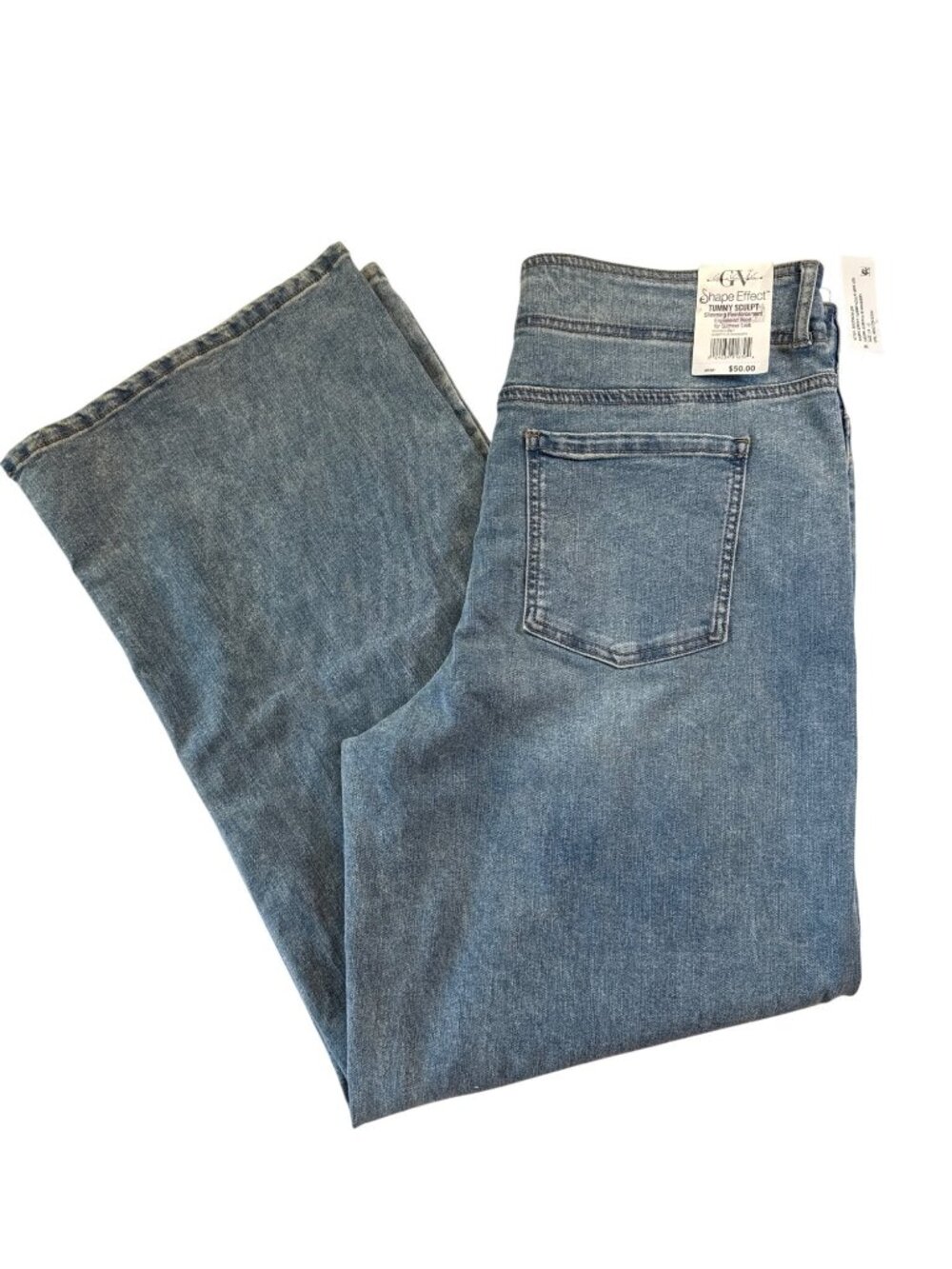 Gloria Vanderbilt Shape Effect Tummy Sculpt Wide Leg Jeans~Size 14 AVG NWT L5 01